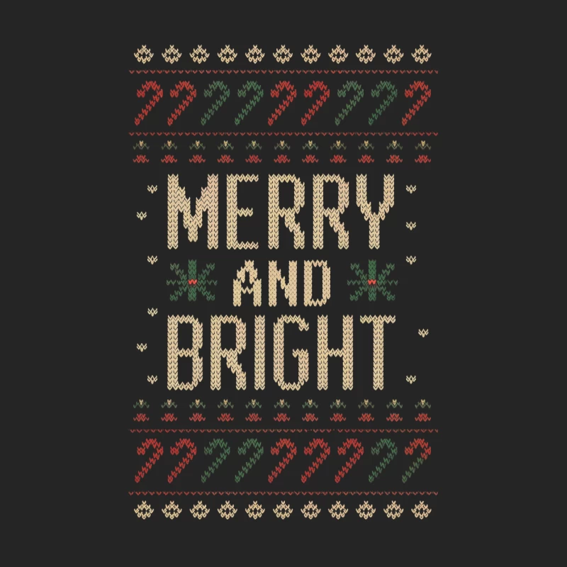 Festive Knit Pattern with "Merry and Bright" Holiday Message Female Pullover Sweatshirt