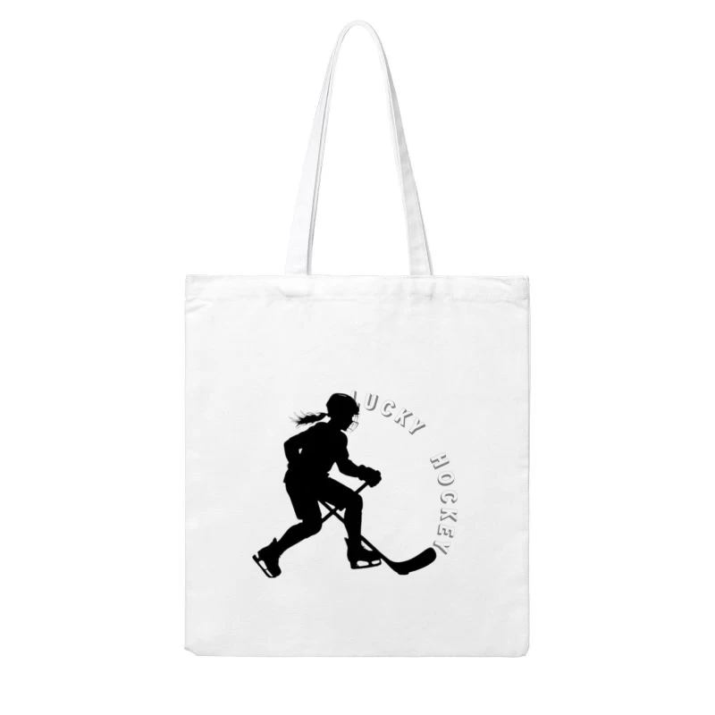 Female Hockey Player Silhouette in Action Cotton Tote Bag