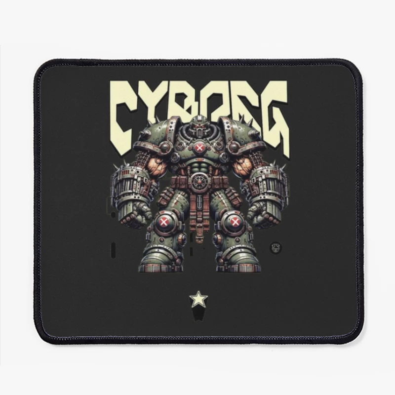 Heavy Combat Cyborg Mech Armor Illustration Mouse Pad