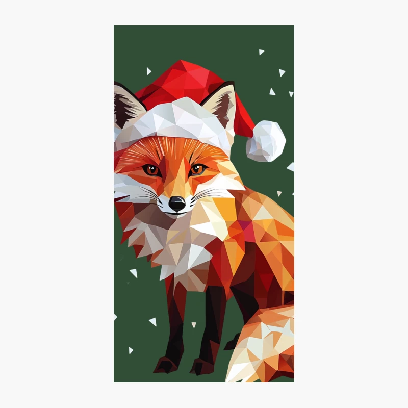 Geometric Christmas Fox with Santa Hat Digital Illustration iPhone Case