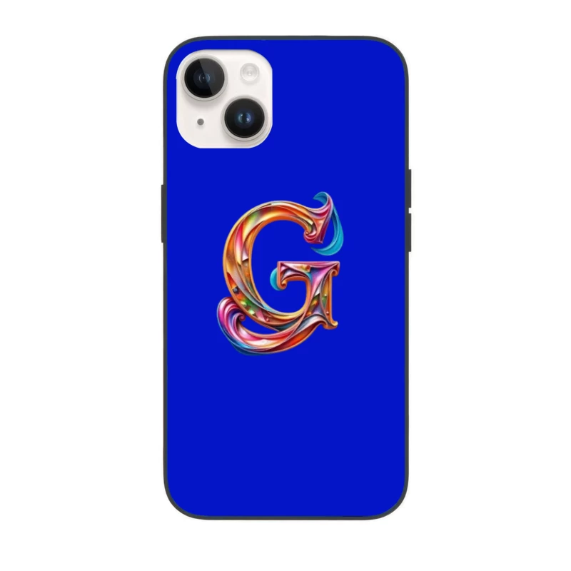 Colorful 3D Typography: Decorative Letter G with Swirling Gradient Pattern iPhone Case