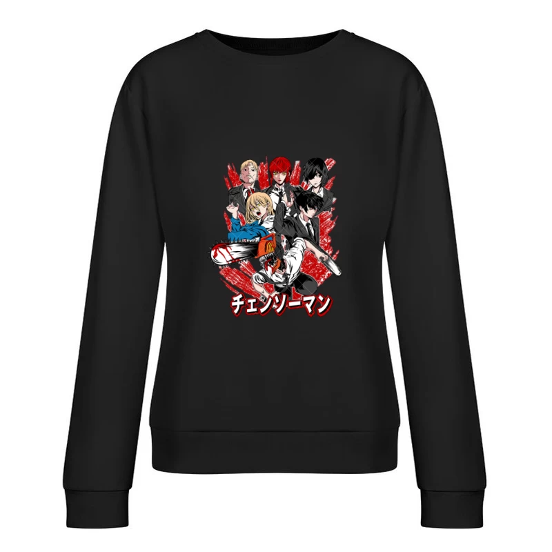 Chainsaw Man Charaktere mit Kettensäge Damen Pullover Sweatshirt