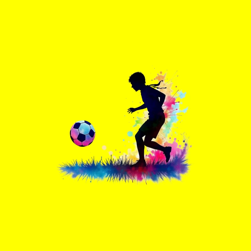 Silhouette of a Soccer Player with Color Splash Travel Mug