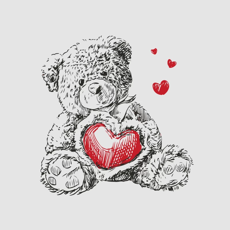 Süßer Teddybär mit Herz Herren Pullover Hoodie