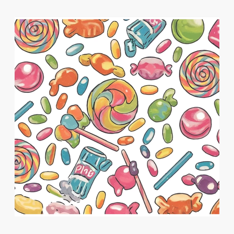 Vibrant Candy Wonderland: A Sweet Treat Pattern Throw Pillow
