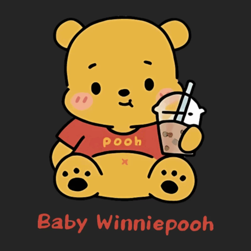 Niedlicher Baby Winnie Pooh mit Getränk Herren Pullover Sweatshirt