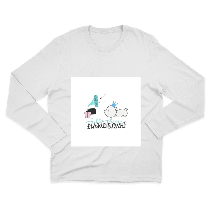 Bonjour, ours couronné mignon Homme Manches Longues T-Shirt