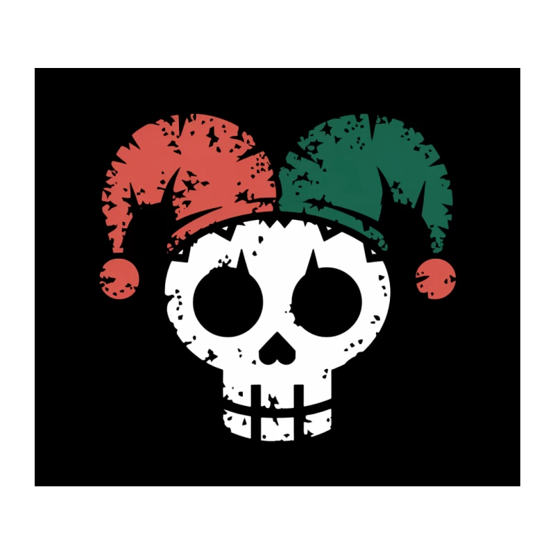 Festive Goth Christmas Skull with Jester Hat Tapestry