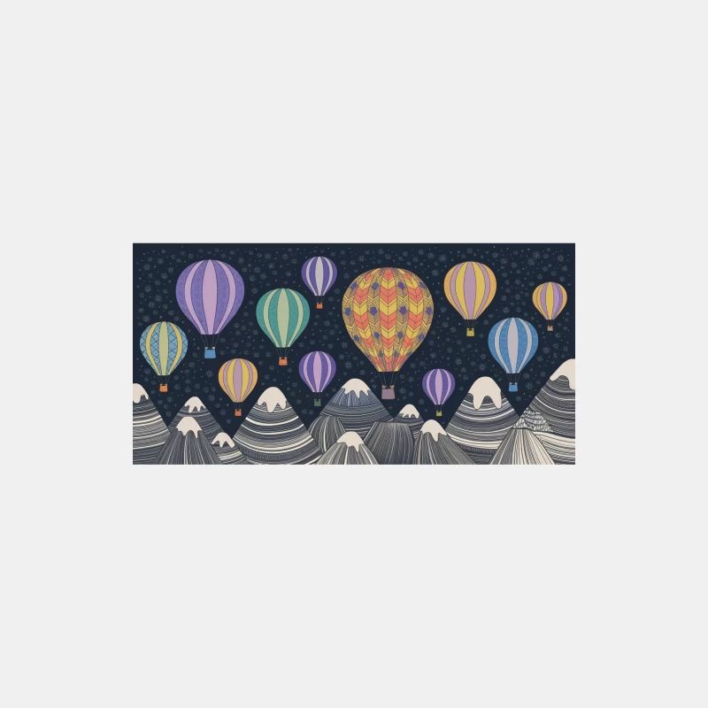 Whimsical Night Adventure: Colorful Hot Air Balloons Over Geometric Mountains Male Tank Top