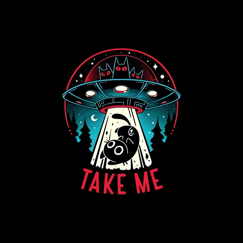 Take Me – UFO & Cat Abduction Whimsy Tapestry