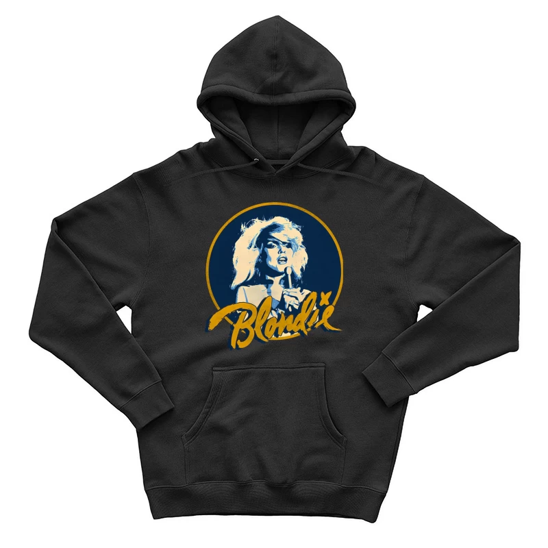 Vintage Blondie Band Logo with Blue and Gold Design Male Pullover Hoodie