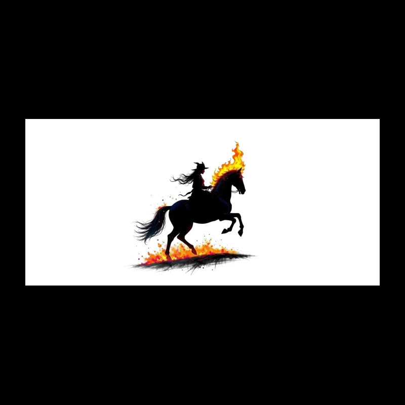 Mystical Dark Rider with Flaming Horse Silhouette Coffee Mug