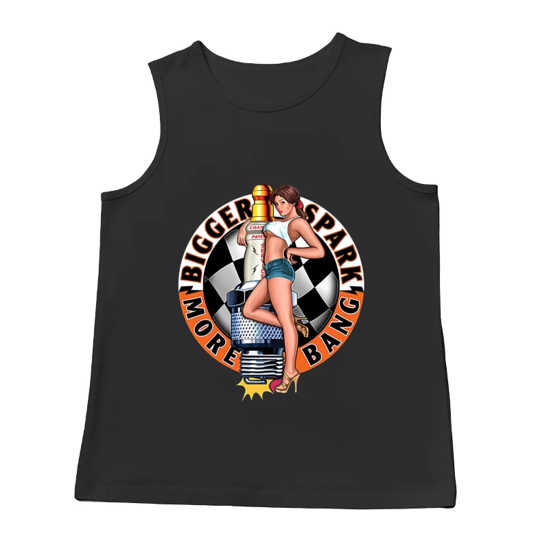 Retro Pin-Up Automotive Spark Plug Design Male Tank Top