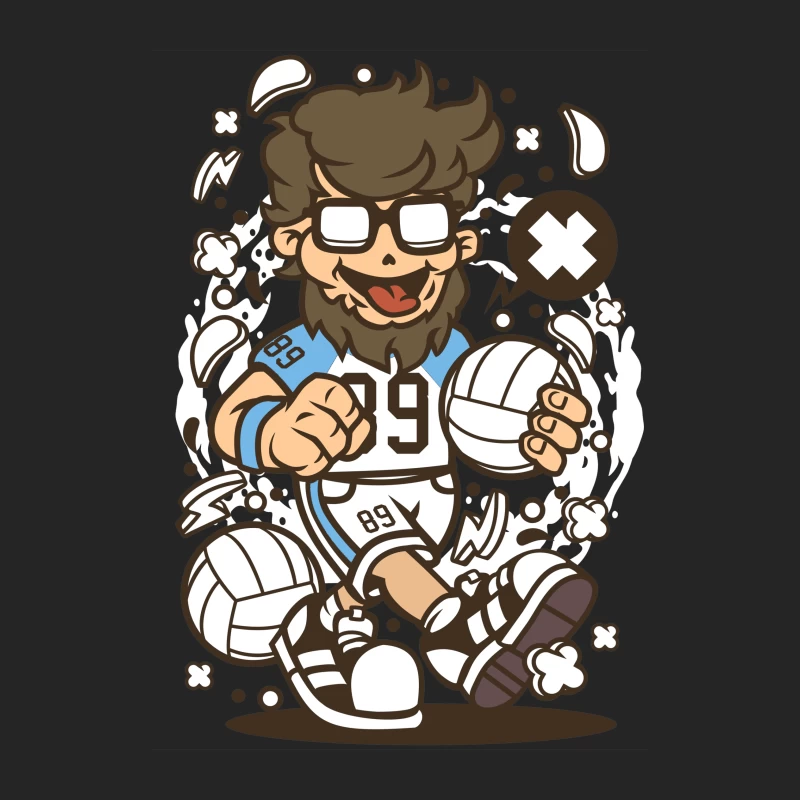 Joueur de Volley-Ball Cartoon Dynamique Homme Sweat-shirt à enfiler
