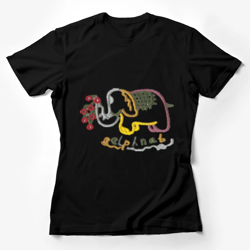 Elefant mit Blumenstickerei Damen T-Shirt