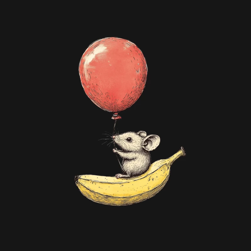 Whimsical Mouse's Balloon Ride on a Banana Male Long Sleeve T-Shirt