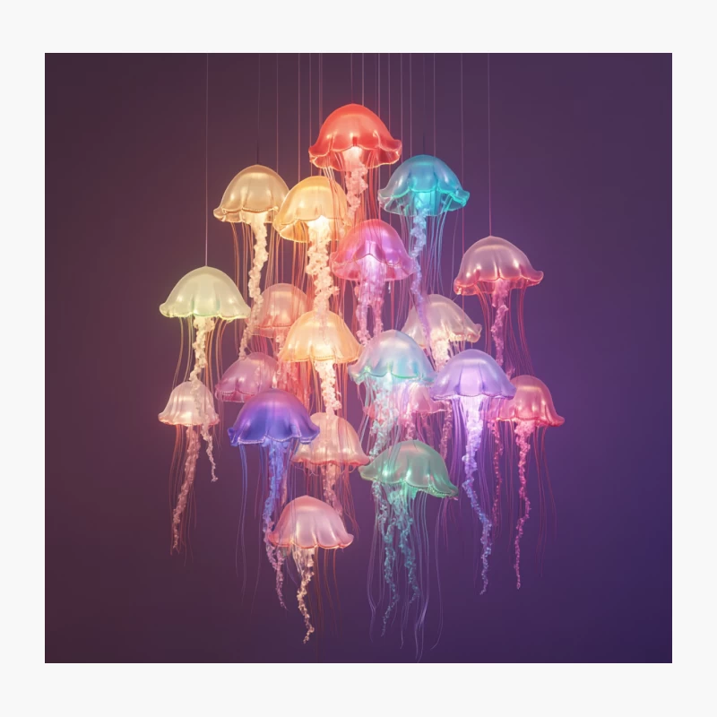 Luminescent Neon Jellyfish Digital Art Throw Pillow