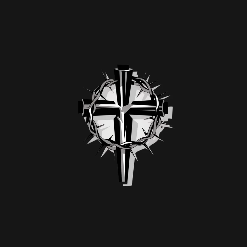 Christian Cross with Crown of Thorns: A Symbolic Religious Design Mouse Pad