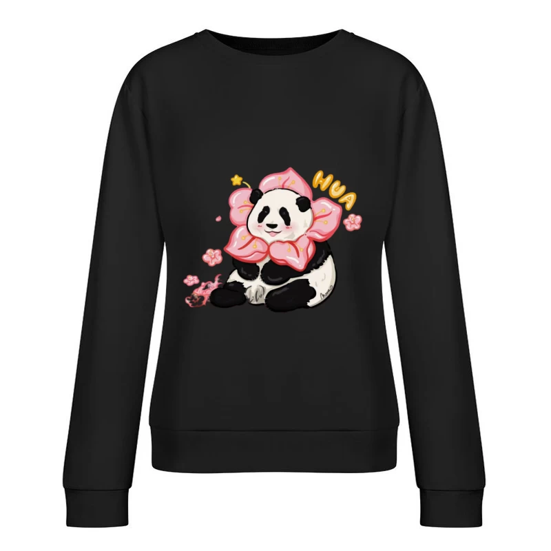 Panda mit Blumenkrone Damen Pullover Sweatshirt