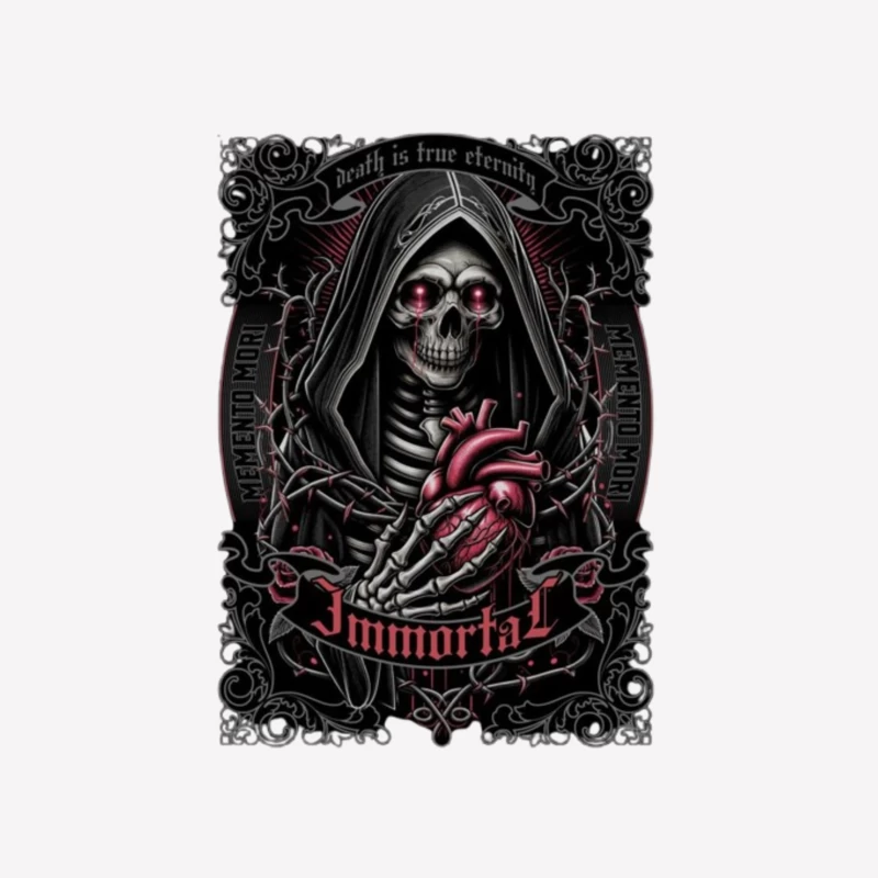 Gothic Immortal Reaper with Anatomical Heart Male T-Shirt