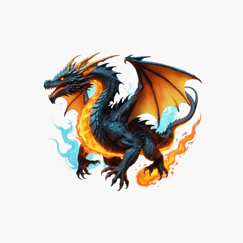 Majestic Fire Dragon Artwork Cotton Tote Bag
