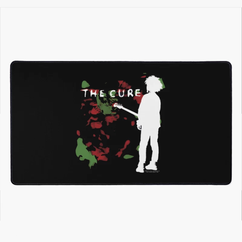 Abstract Silhouette with Red and Green Graffiti Art Desk Mat