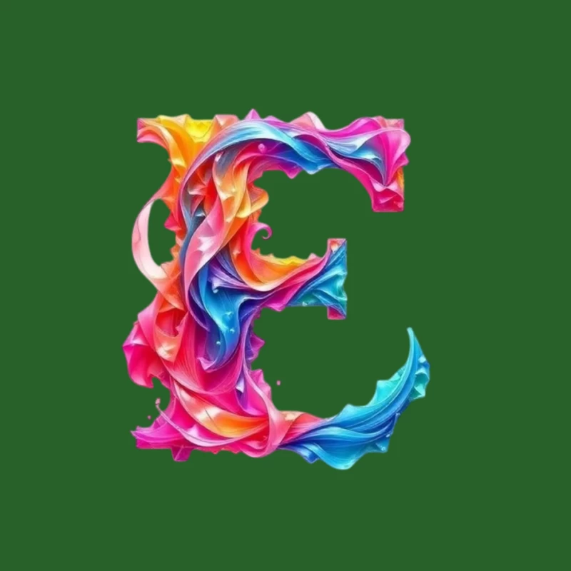 Vibrant Liquid Rainbow Letter E Design Pin