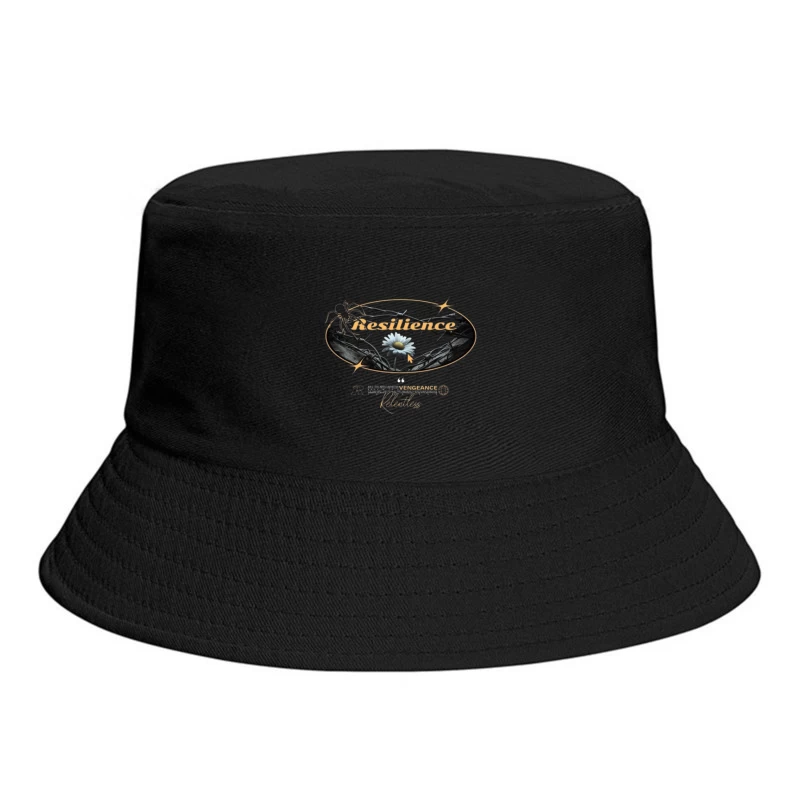 Resilient Daisy Breaking Through Barbed Wire - Artistic Motivational Design Bucket Hat