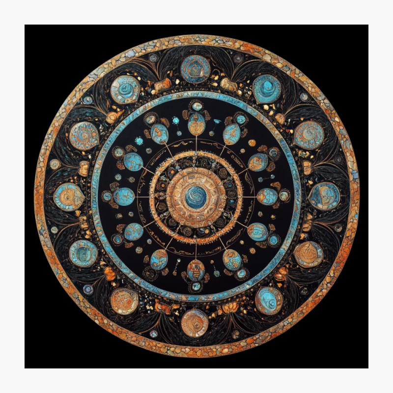 Intricate Cosmic Mandala with Celestial Motifs Pin
