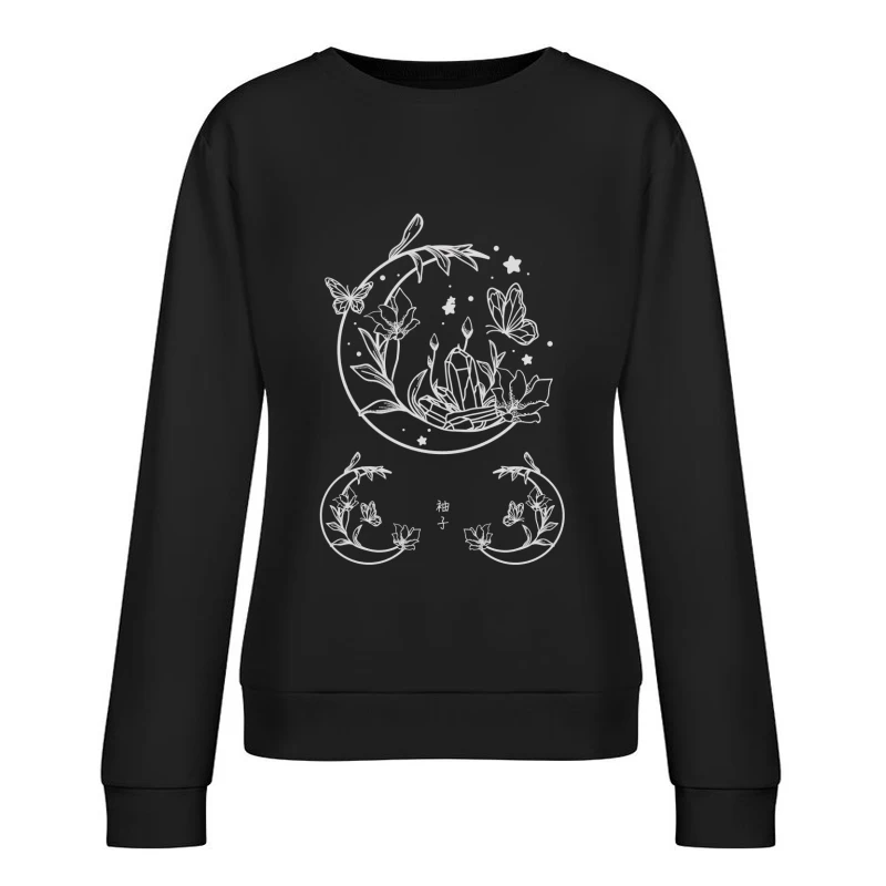 Blumen und Kristalle in der Nacht Damen Pullover Sweatshirt