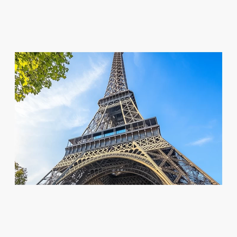 Iconic Eiffel Tower: Paris Landmark Against Blue Sky Travel Mug