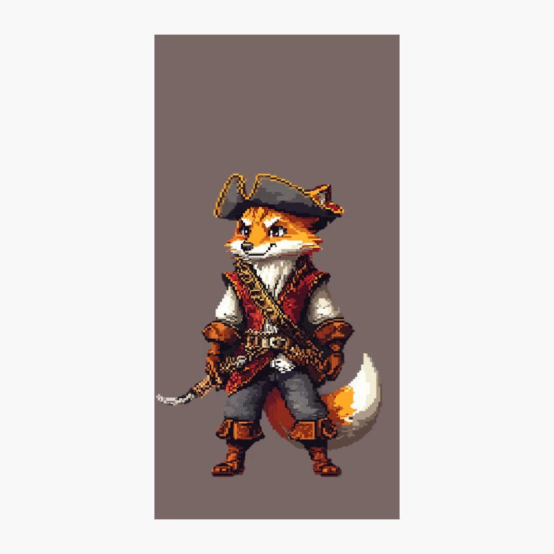 Pixelated Pirate Fox: Anthropomorphic Adventure Game Character iPhone Case