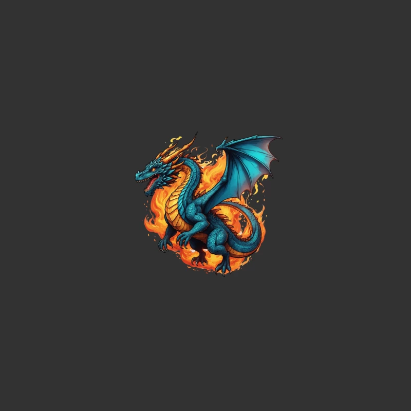 Blue Dragon in Flames Coffee Mug