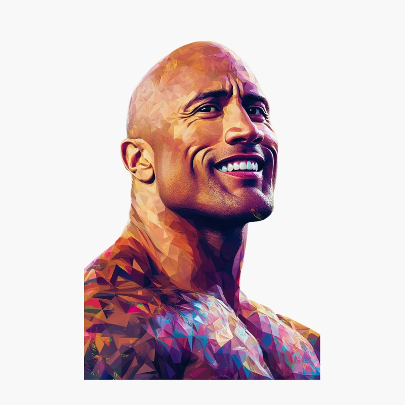 Colorful Geometric Portrait of Smiling Muscular Man Cotton Tote Bag