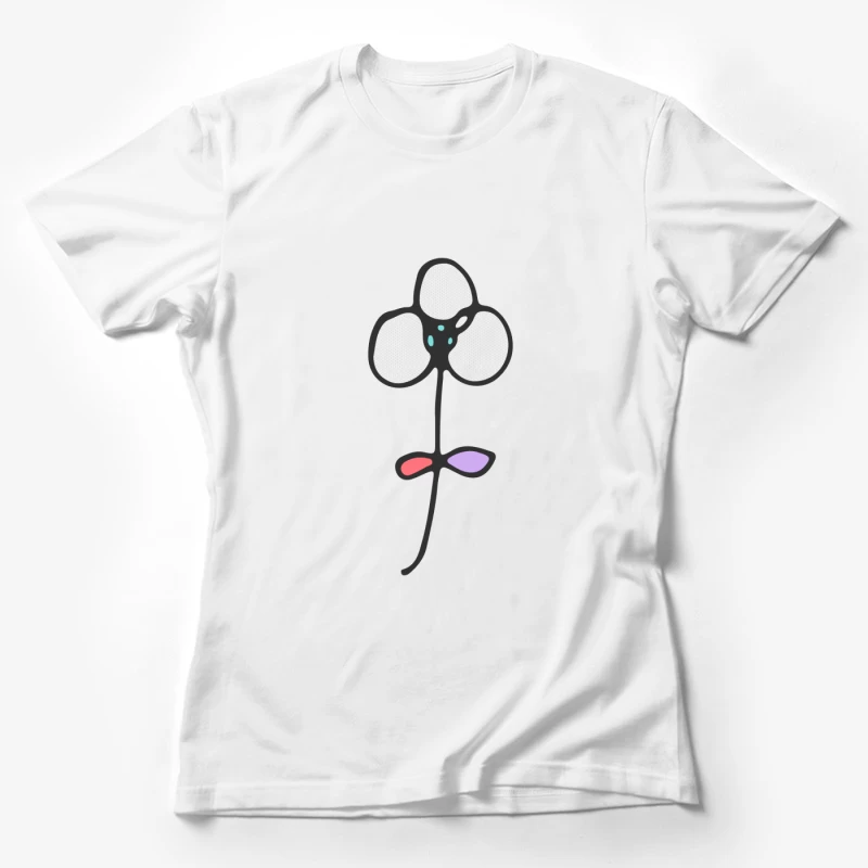 Fleur minimaliste dessinée à la main Femme T-Shirt