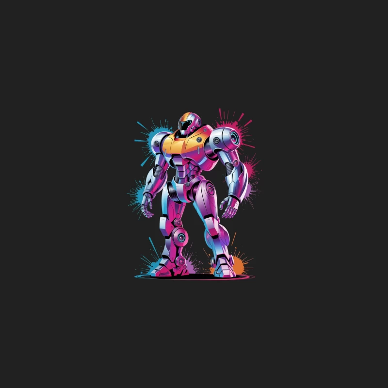 Vibrant Futuristic Robot with Splashy Background Bucket Hat