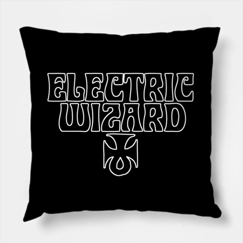 Electric Wizard Doom Metal Band Logo with Iron Cross Throw Pillow