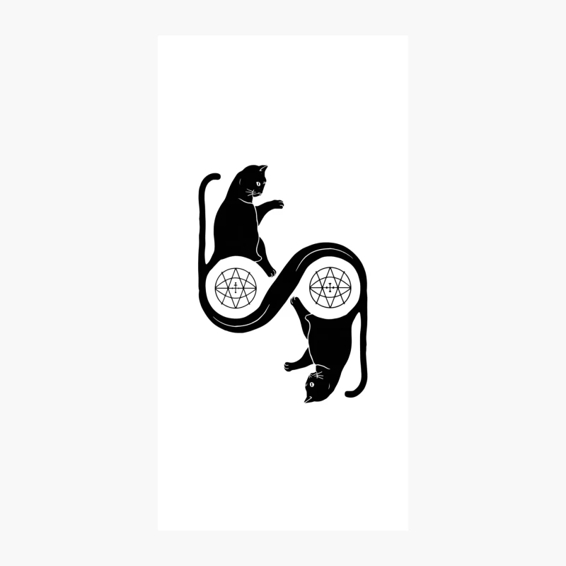 Mystical Yin Yang Cats with Occult Symbols iPhone Case