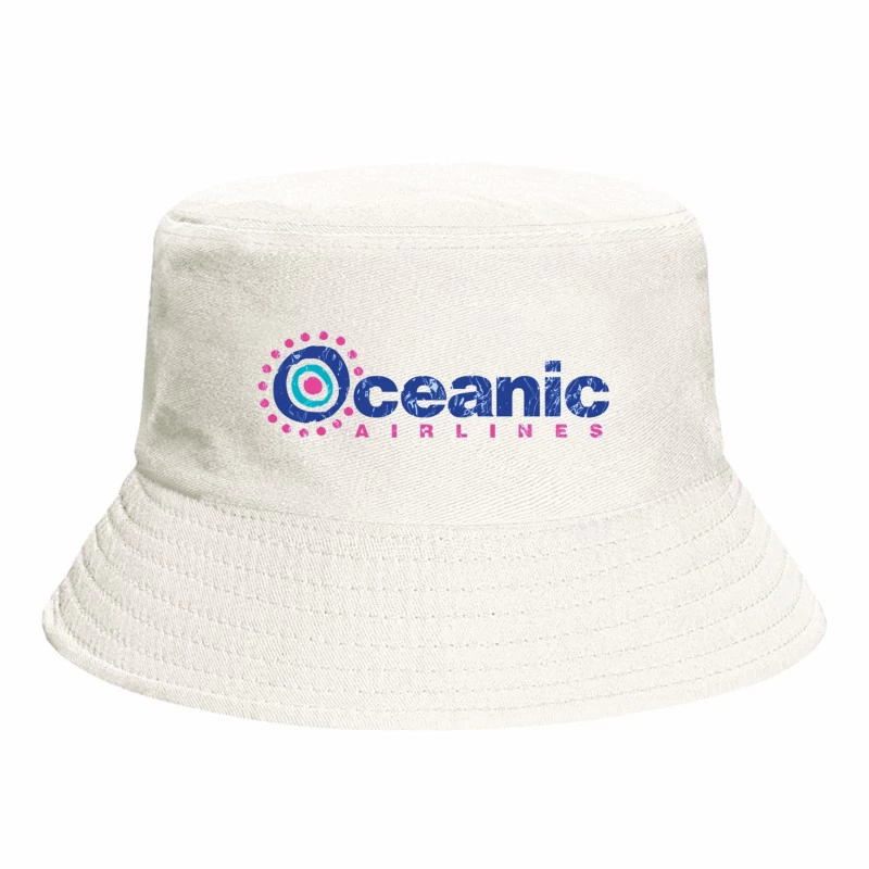 Oceanic Airlines Vintage-Style Logo Design with Blue and Pink Color Scheme Bucket Hat