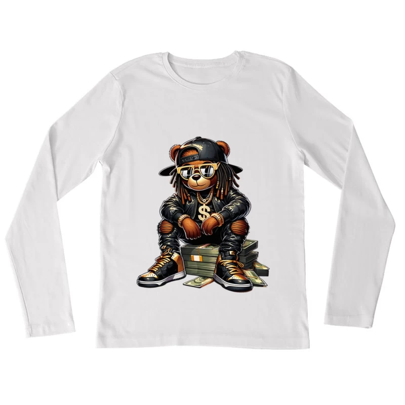 Hip-Hop-Bär mit Sonnenbrille und Geld Damen Langarm T-Shirt