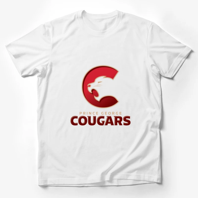 Prince George Cougars Hockey Team Logo Design Male T-Shirt