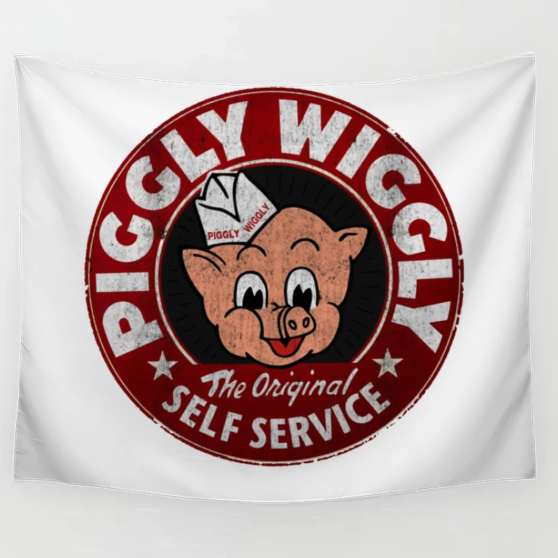 Vintage Piggly Wiggly Self-Service Grocery Store Logo Tapestry