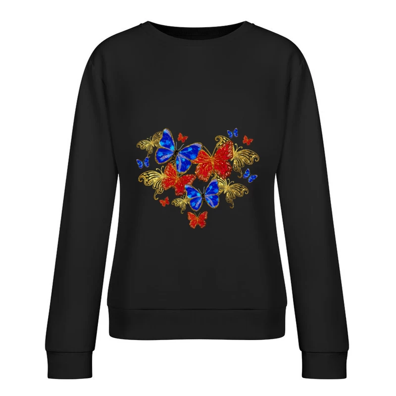 Bunte Schmetterlinge in Herzform Damen Pullover Sweatshirt