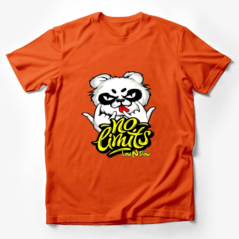 Playful Panda Logo with No Limits Theme Male T-Shirt