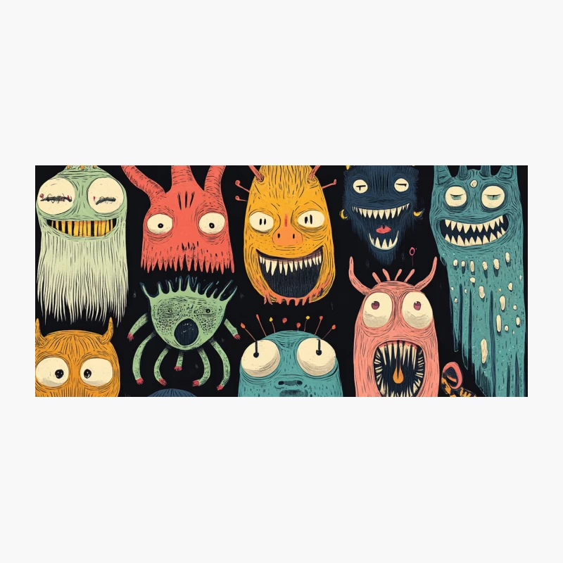Whimsical Parade of Colorful Cartoon Monsters Coffee Mug