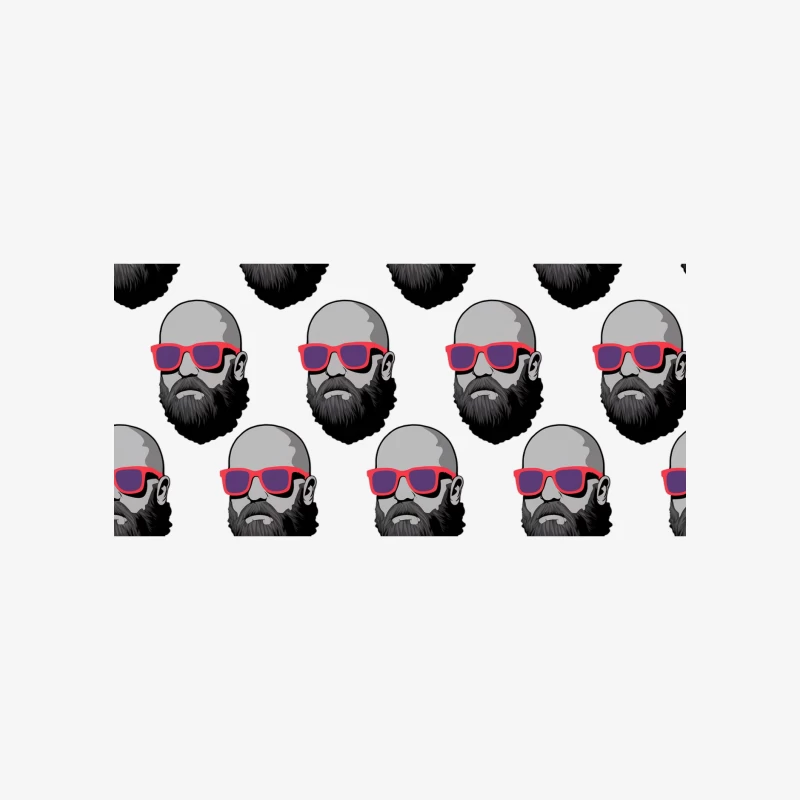 Repetitive Pattern of Bald Bearded Men in Pink Sunglasses Male Pullover Sweatshirt