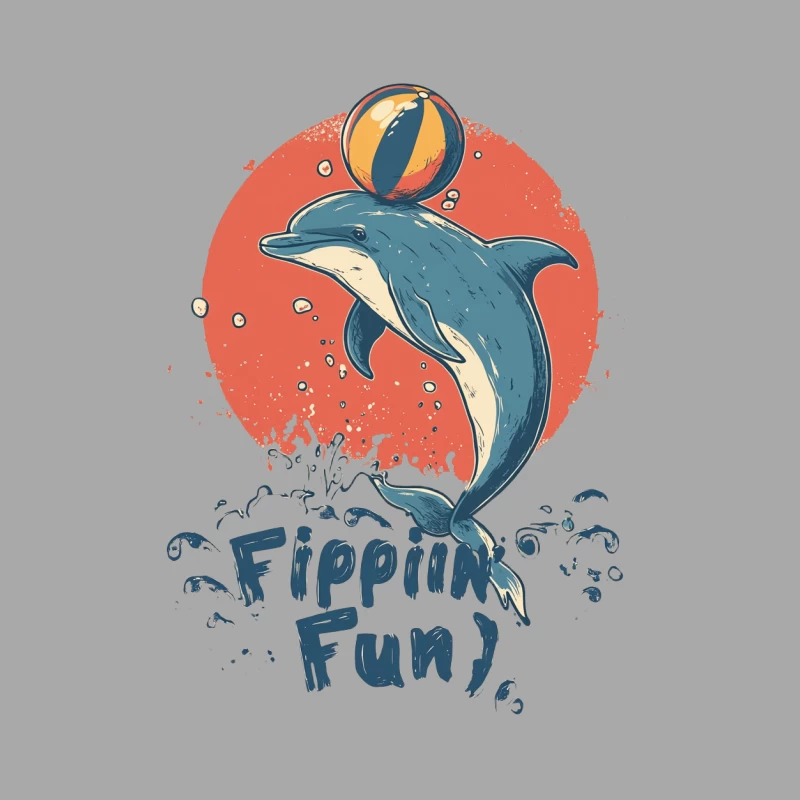 Playful Dolphin's Retro Summer Fun: Flipping with Beach Ball Female Pullover Hoodie