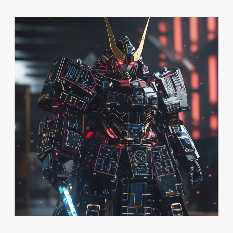 Futuristic Mecha Robot with Lightsaber in Sci-Fi Setting Throw Pillow
