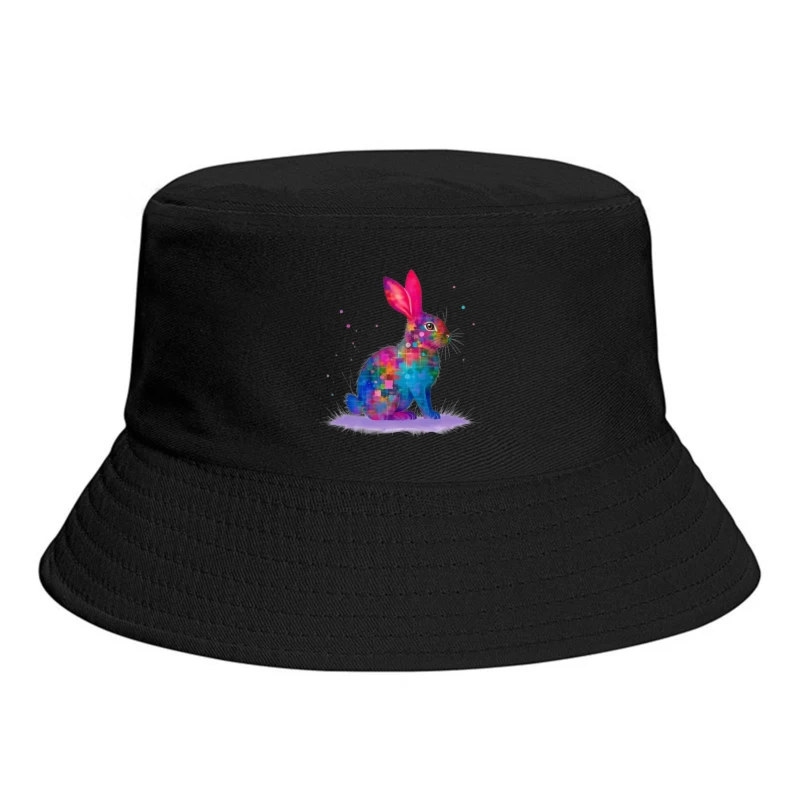 Vibrant Watercolor Geometric Rabbit Art Bucket Hat