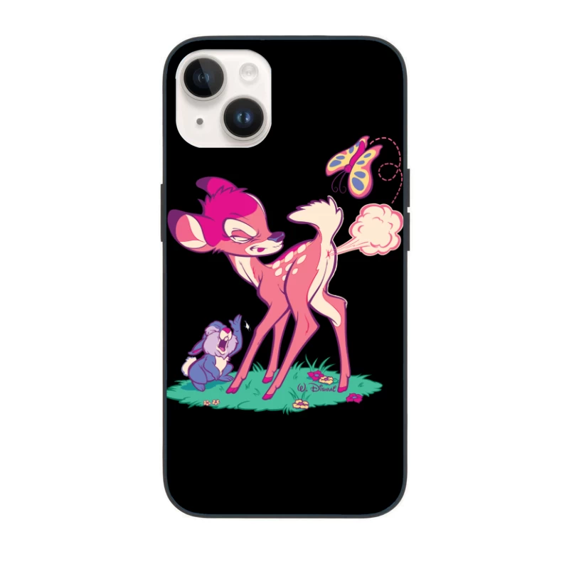 Cute Cartoon Deer with Butterfly iPhone Case